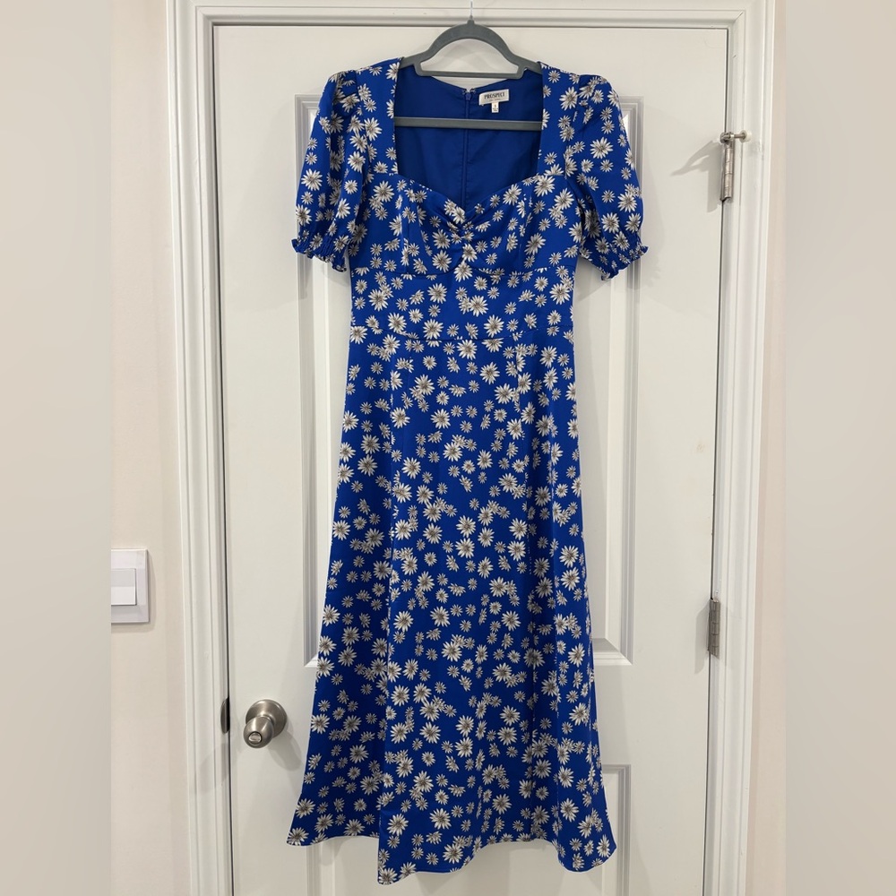 Blue Floral Midi Dress